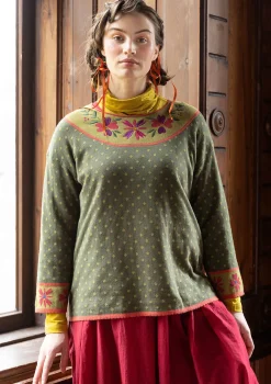 Gudrun Sjödén Pullover & Shirts>Pullover „Maria“ aus Bio-/Recycling-Baumwolle Pinie