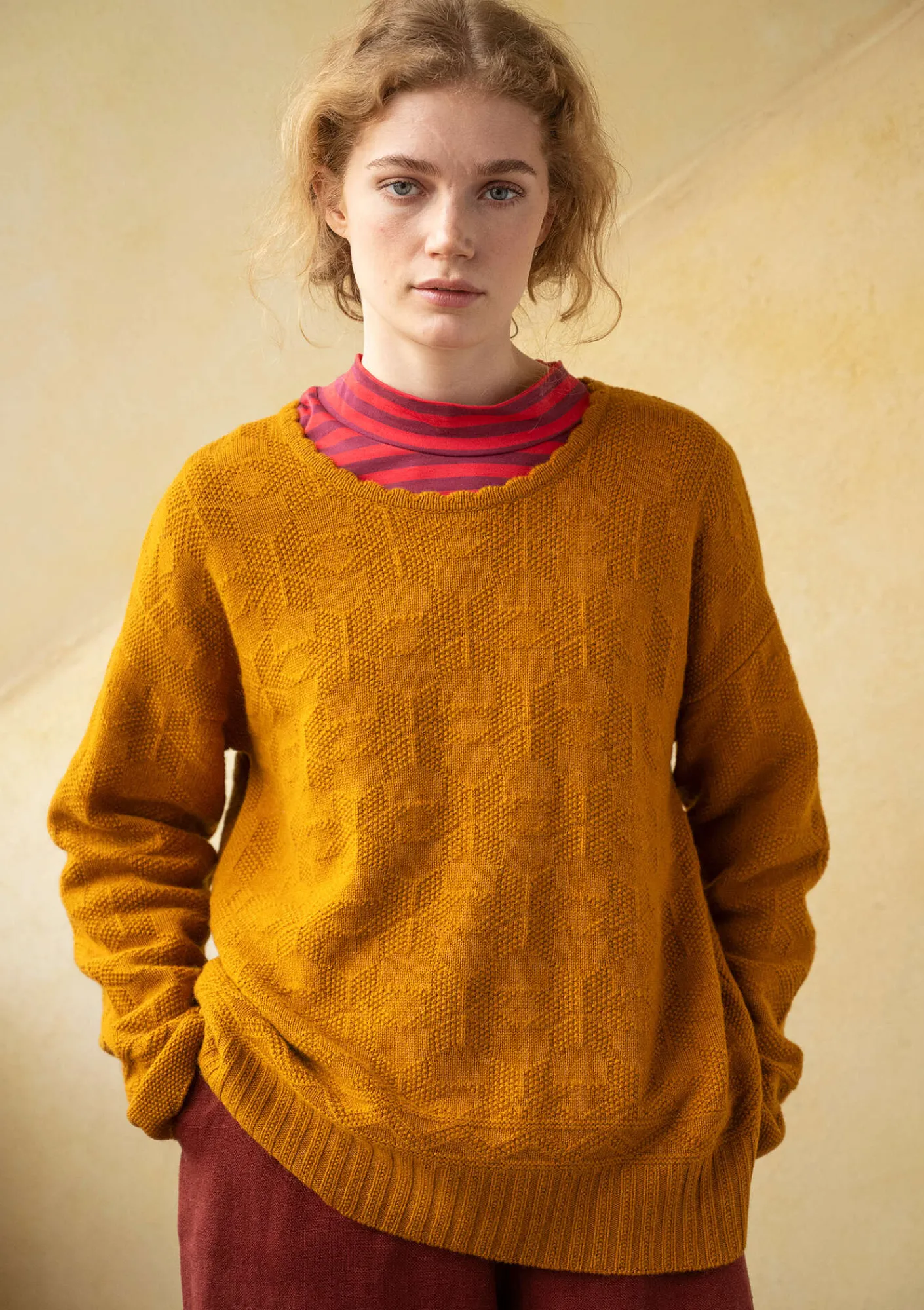 Gudrun Sjödén Pullover & Shirts>Pullover „Vega“ aus Lammwolle Senf-melange