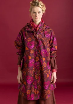 Gudrun Sjödén Jacken & Mäntel>Regenjacke „Hedda“ aus Bio-Baumwollgewebe Aubergine-gemustert