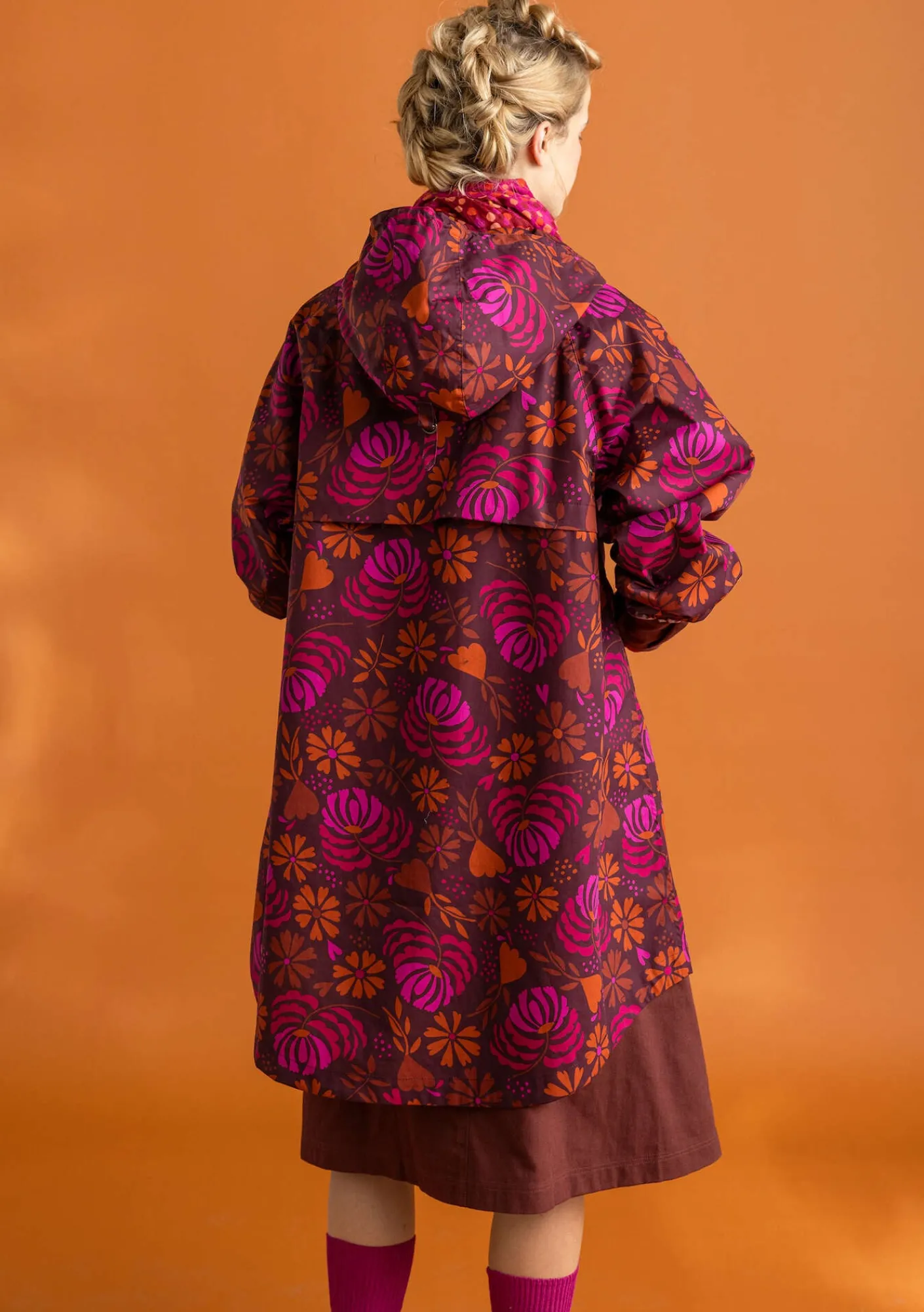 Gudrun Sjödén Jacken & Mäntel>Regenjacke „Hedda“ aus Bio-Baumwollgewebe Aubergine-gemustert