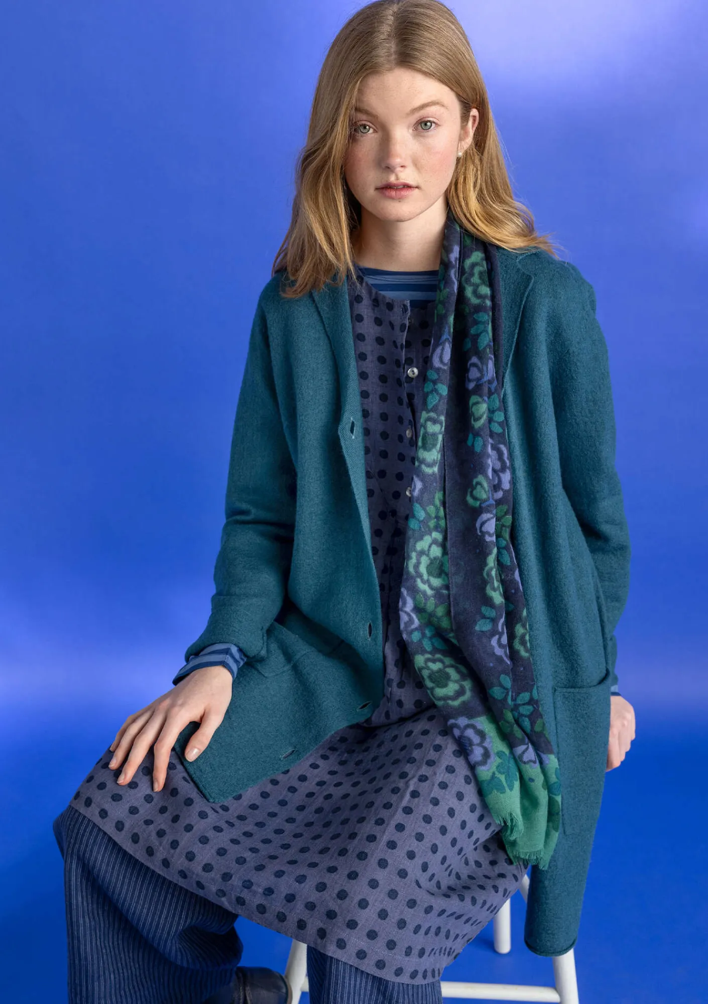 Gudrun Sjödén Accessoires>Schal „Astrid“ aus Wolle Dunkelindigo