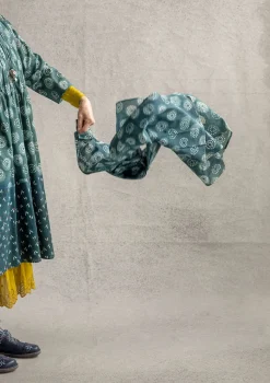 Gudrun Sjödén Accessoires|Schals Und Tücher>Schal „Clay“ aus Bio-Baumwolle Indigogrün