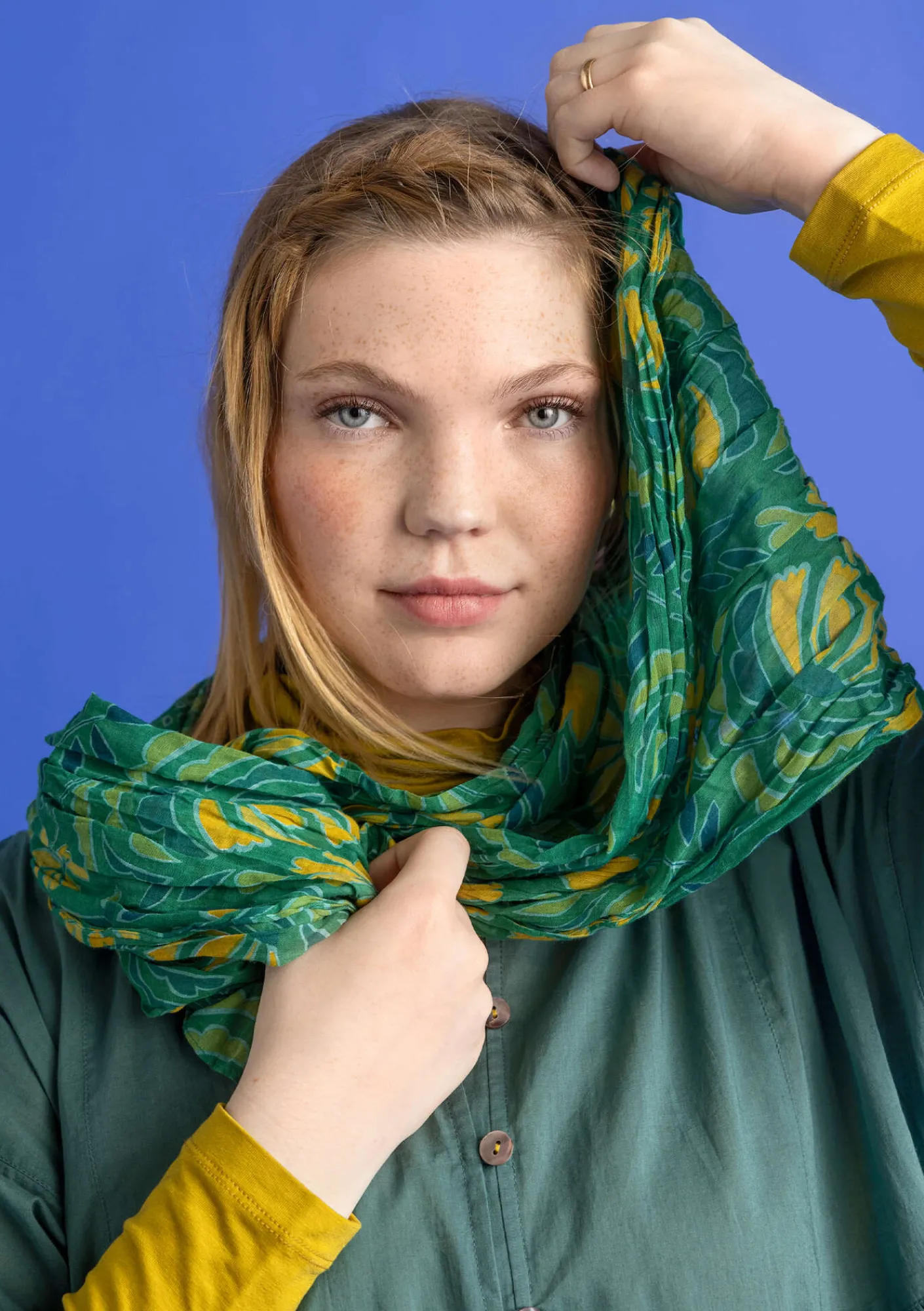 Gudrun Sjödén Accessoires|Schals Und Tücher>Schal „Hedda“ aus Bio-Baumwolle Malachit