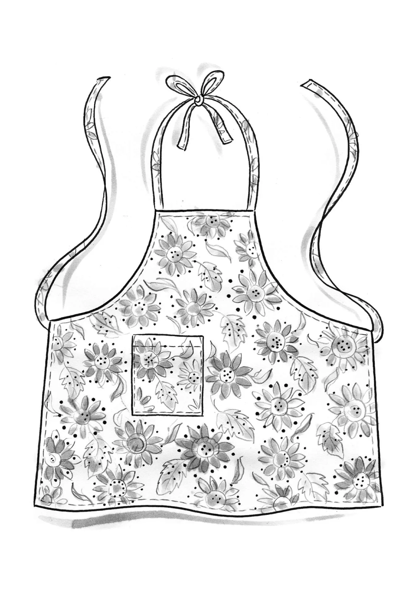 Gudrun Sjödén Küche & Esszimmer|Heimtextilien>Schürze „Sunflower“ aus Bio-Baumwolle/Leinen Hellsand