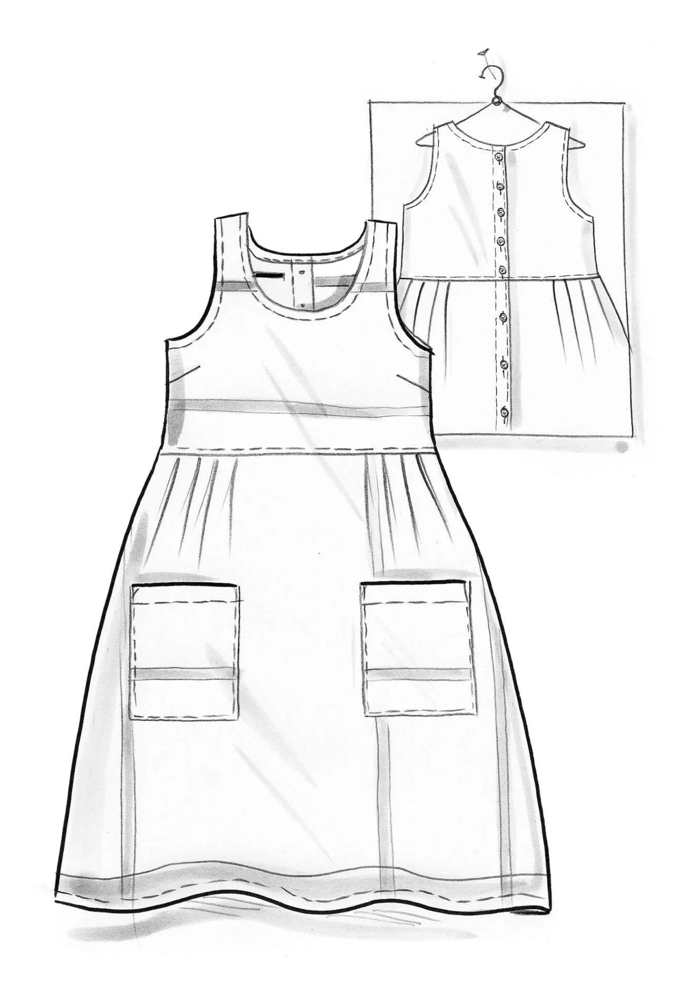 Gudrun Sjödén Kleider>Schürzenkleid „Ava“ aus Bio-Baumwollgewebe Schwarz