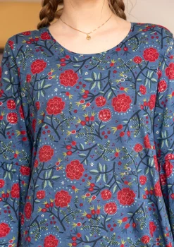 Gudrun Sjödén Pullover & Shirts>Shirt „Nyponros“ aus Bio-Baumwolle/Modal Indigo