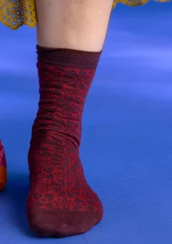 Gudrun Sjödén Accessoires>Socken „Freja“ aus Bio-Baumwolle Aubergine