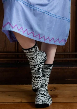 Gudrun Sjödén Accessoires>Socken „Twinkle“ aus Wollfrottee Schwarz