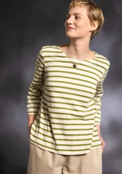 Gudrun Sjödén Pullover & Shirts>Streifenshirt aus Bio-Baumwolle/Modal Mandelmilch