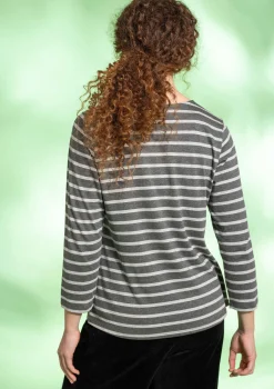 Gudrun Sjödén Pullover & Shirts>Streifenshirt aus Bio-Baumwolle/Modal Dunkelaschgrau-melange