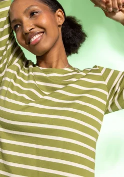 Gudrun Sjödén Pullover & Shirts>Streifenshirt aus Bio-Baumwolle/Modal Avocado