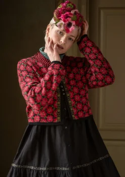 Gudrun Sjödén Strickjacken>Strickjacke „Anemone“ aus Bio-Wolle Moosbeere