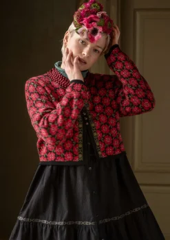 Gudrun Sjödén Strickjacken>Strickjacke „Anemone“ aus Bio-Wolle Moosbeere
