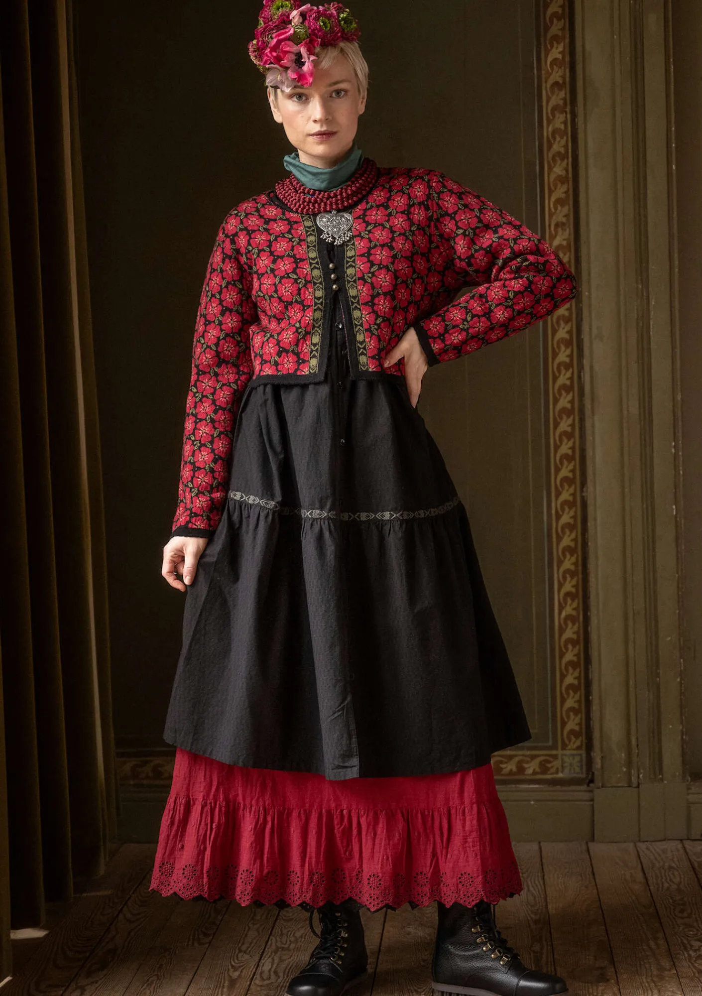 Gudrun Sjödén Strickjacken>Strickjacke „Anemone“ aus Bio-Wolle Moosbeere