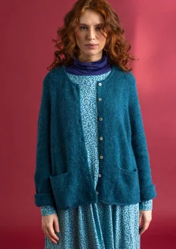 Gudrun Sjödén Strickjacken>Strickjacke aus Alpakagemisch Dunkelpetrol-melange