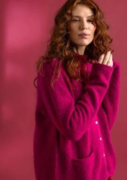 Gudrun Sjödén Strickjacken>Strickjacke aus Alpakagemisch Alpenveilchen-melange