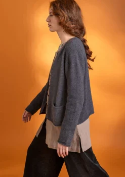 Gudrun Sjödén Strickjacken>Strickjacke aus Alpakagemisch Dunkelaschgrau-melange