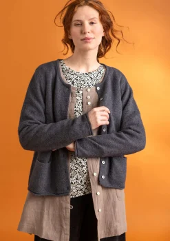 Gudrun Sjödén Strickjacken>Strickjacke aus Alpakagemisch Dunkelaschgrau-melange