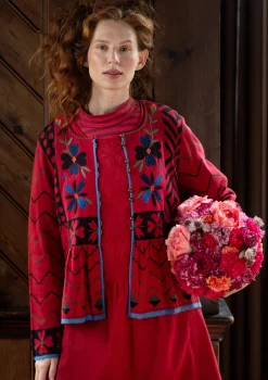 Gudrun Sjödén Strickjacken>Strickjacke „Maria“ aus Bio-/Recycling-Baumwolle Mohn