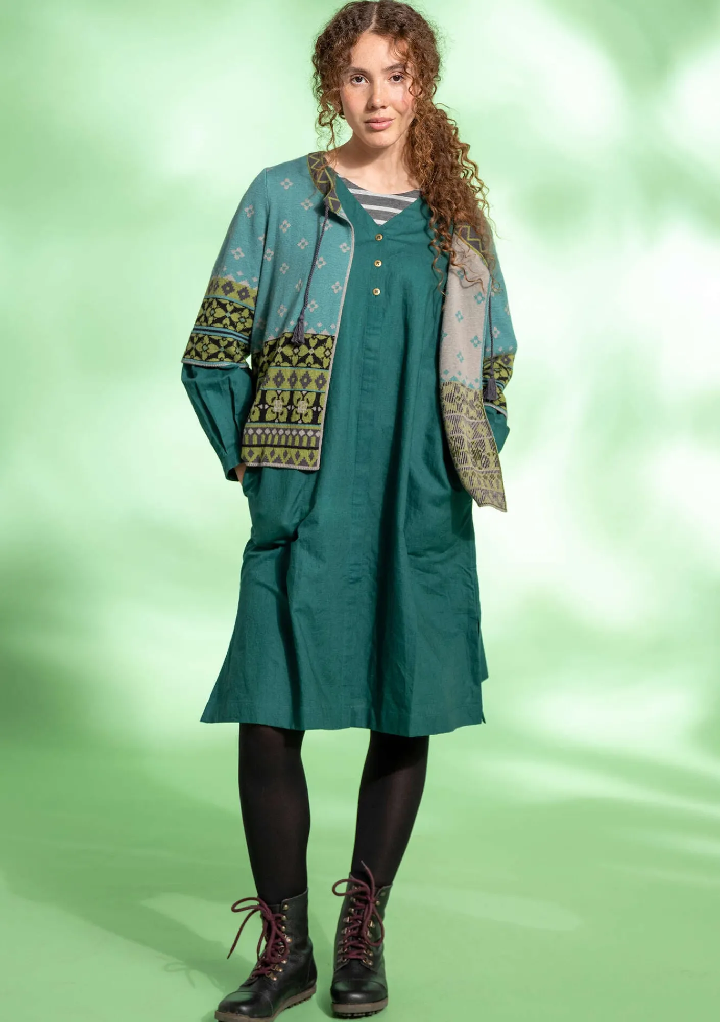 Gudrun Sjödén Strickjacken>Strickjacke „Noon“ aus Wolle/Lyocell Wermutkraut