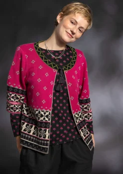 Gudrun Sjödén Strickjacken>Strickjacke „Noon“ aus Wolle/Lyocell Dunkelpfingstrose