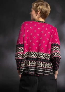 Gudrun Sjödén Strickjacken>Strickjacke „Noon“ aus Wolle/Lyocell Dunkelpfingstrose