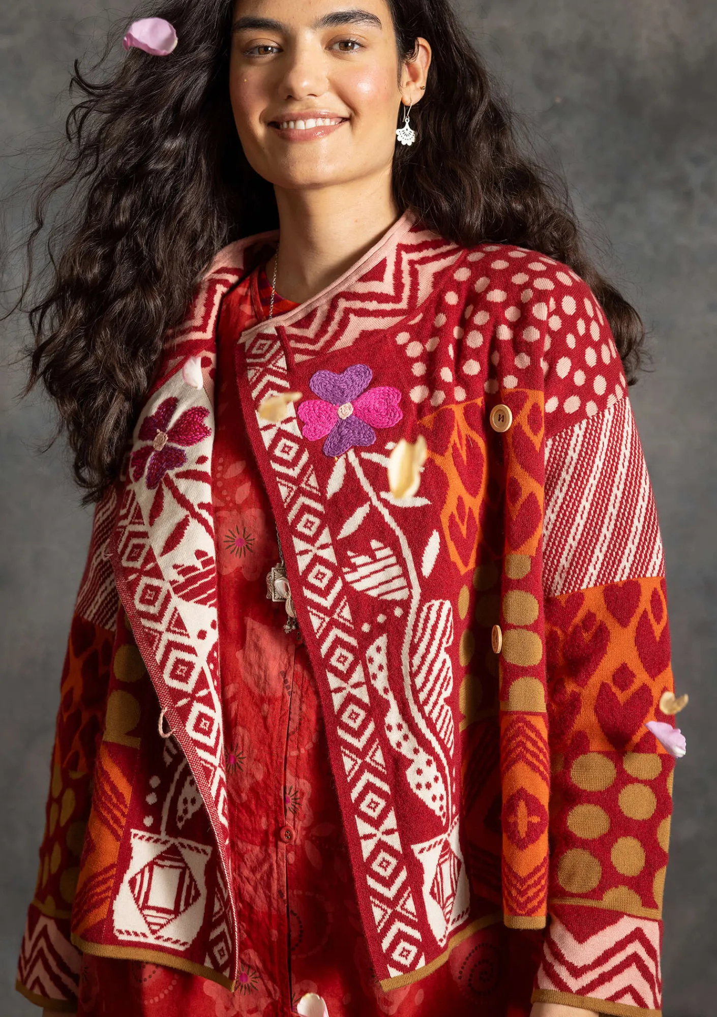 Gudrun Sjödén Strickjacken>Strickjacke „Viktoria“ aus Baumwolle/Lammwolle Achatrot