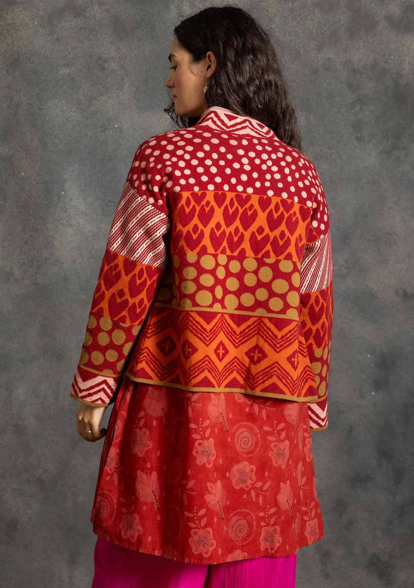 Gudrun Sjödén Strickjacken>Strickjacke „Viktoria“ aus Baumwolle/Lammwolle Achatrot