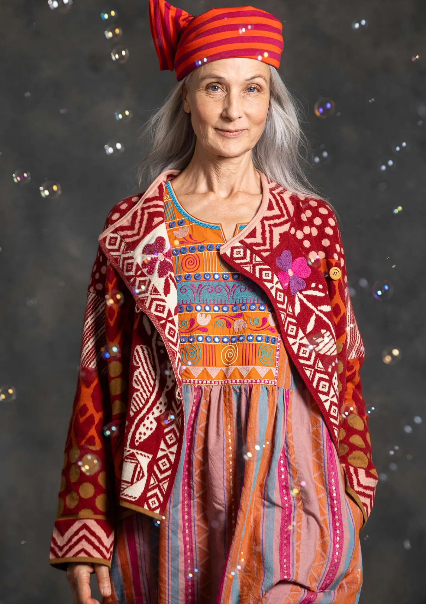 Gudrun Sjödén Strickjacken>Strickjacke „Viktoria“ aus Baumwolle/Lammwolle Achatrot