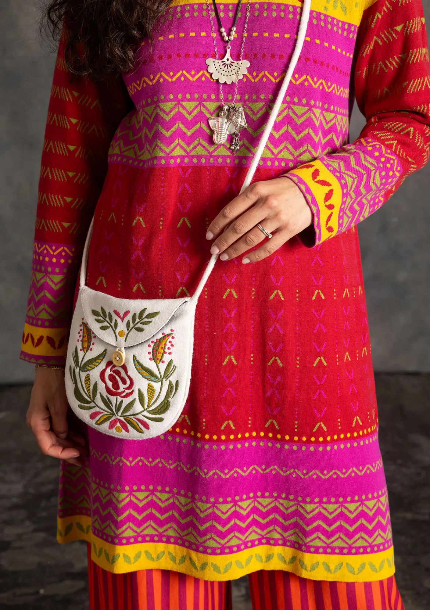 Gudrun Sjödén Kleider>Strickkleid „Kajsa“ aus Bio-/Recycling-Baumwolle Mohn