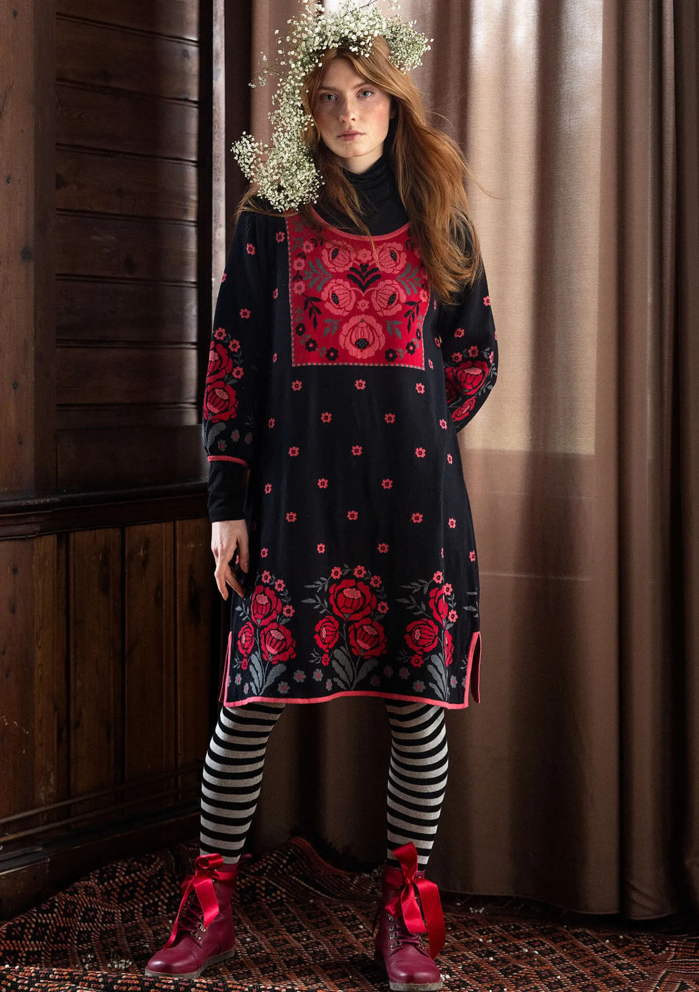 Gudrun Sjödén Kleider>Strickkleid „Stine“ aus Bio-/Recycling-Baumwolle Schwarz