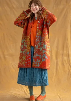 Gudrun Sjödén Jacken & Mäntel|Strickjacken>Strickmantel „Saga“ aus Recycling-Wolle Rost-melange