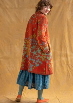 Gudrun Sjödén Jacken & Mäntel|Strickjacken>Strickmantel „Saga“ aus Recycling-Wolle Rost-melange