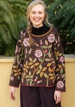 Gudrun Sjödén Pullover & Shirts>Strickpullover „Nyponros“ aus Bio-/Recycling-Baumwolle Maulbeere