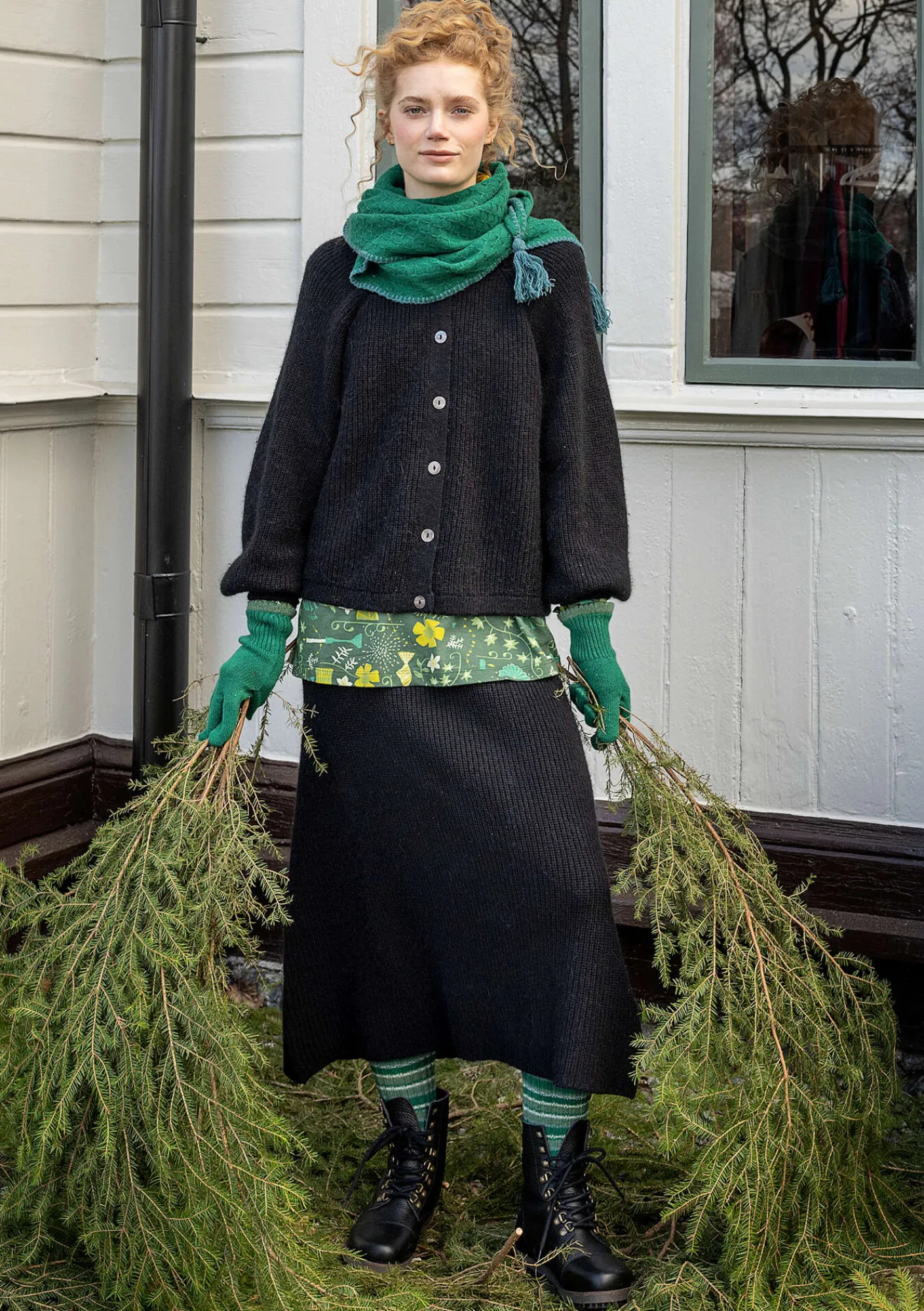 Gudrun Sjödén Röcke>Strickrock „Vinternatt“ aus Bio- und Recycling-Baumwolle/Alpakawollgemisch Schwarz