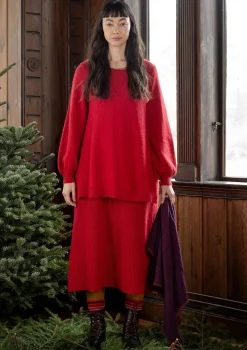 Gudrun Sjödén Röcke>Strickrock „Vinternatt“ aus Bio- und Recycling-Baumwolle/Alpakawollgemisch Tomate