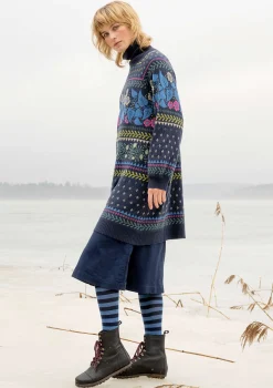 Gudrun Sjödén Tuniken>Stricktunika „Borealis“ aus Bio- und Recycling-Baumwolle/Wolle Tinte