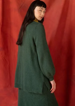 Gudrun Sjödén Tuniken>Stricktunika „Vinternatt“ aus Bio- und Recycling-Baumwolle/Alpakawollgemisch Dunkelgrün