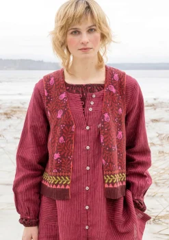 Gudrun Sjödén Westen>Strickweste „Aurora“ aus Bio- und Recycling-Baumwolle/Wolle Aubergine