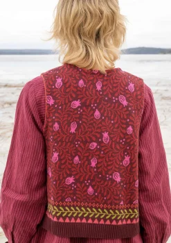 Gudrun Sjödén Westen>Strickweste „Aurora“ aus Bio- und Recycling-Baumwolle/Wolle Aubergine