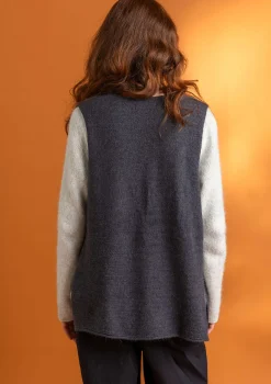 Gudrun Sjödén Westen>Strickweste aus Alpakagemisch Dunkelaschgrau-melange