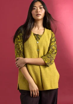 Gudrun Sjödén Westen>Strickweste aus Alpakagemisch Olivenöl-melange