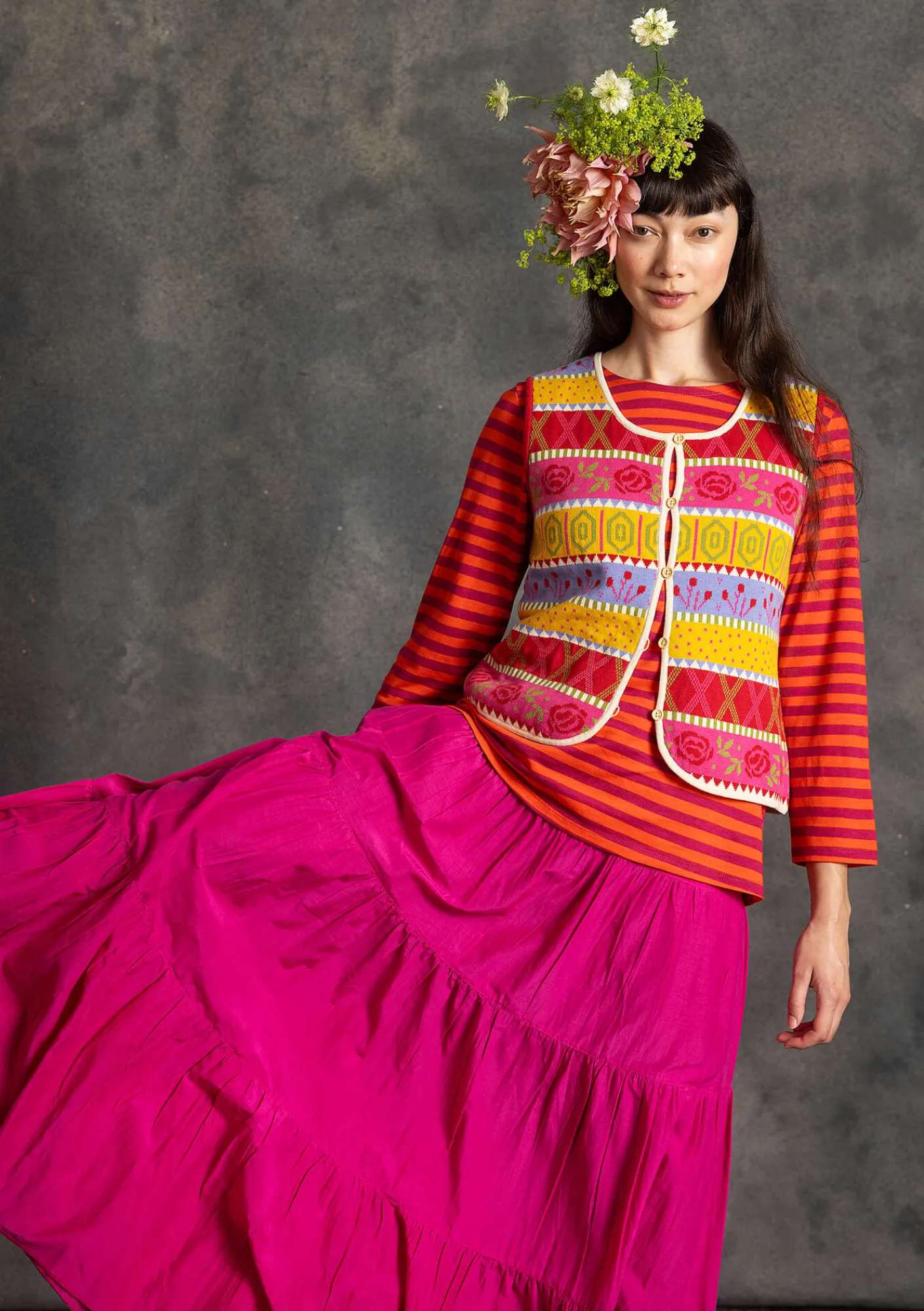 Gudrun Sjödén Westen>Strickweste „Klara“ aus Bio-/Recycling-Baumwolle Rapsfeld