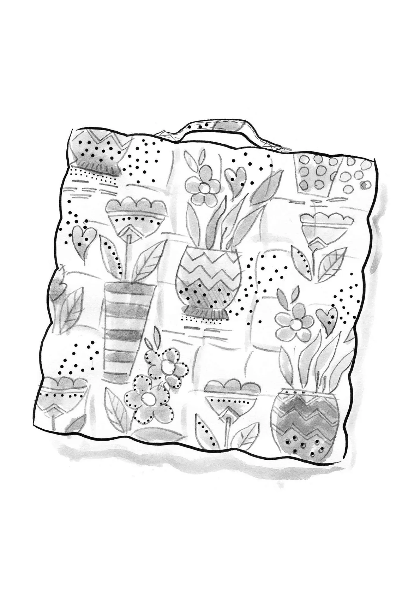 Gudrun Sjödén Kissen|Küche & Esszimmer>Stuhlkissen „Flower pots“ aus Bio-Baumwolle Blattgrün