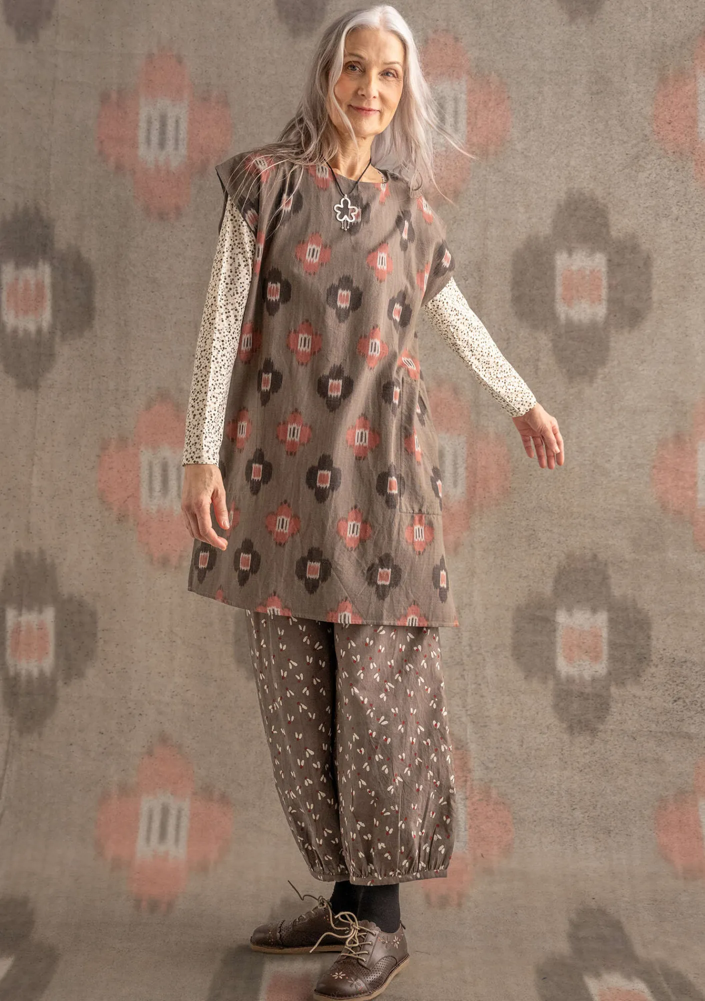 Gudrun Sjödén Tuniken>Tunika „Harda“ aus Baumwollgewebe Kartoffel