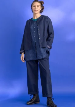 Gudrun Sjödén Pullover & Shirts>Twillbluse aus Bio-Baumwolle Dunkelindigo