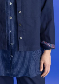 Gudrun Sjödén Pullover & Shirts>Twillbluse aus Bio-Baumwolle Dunkelindigo