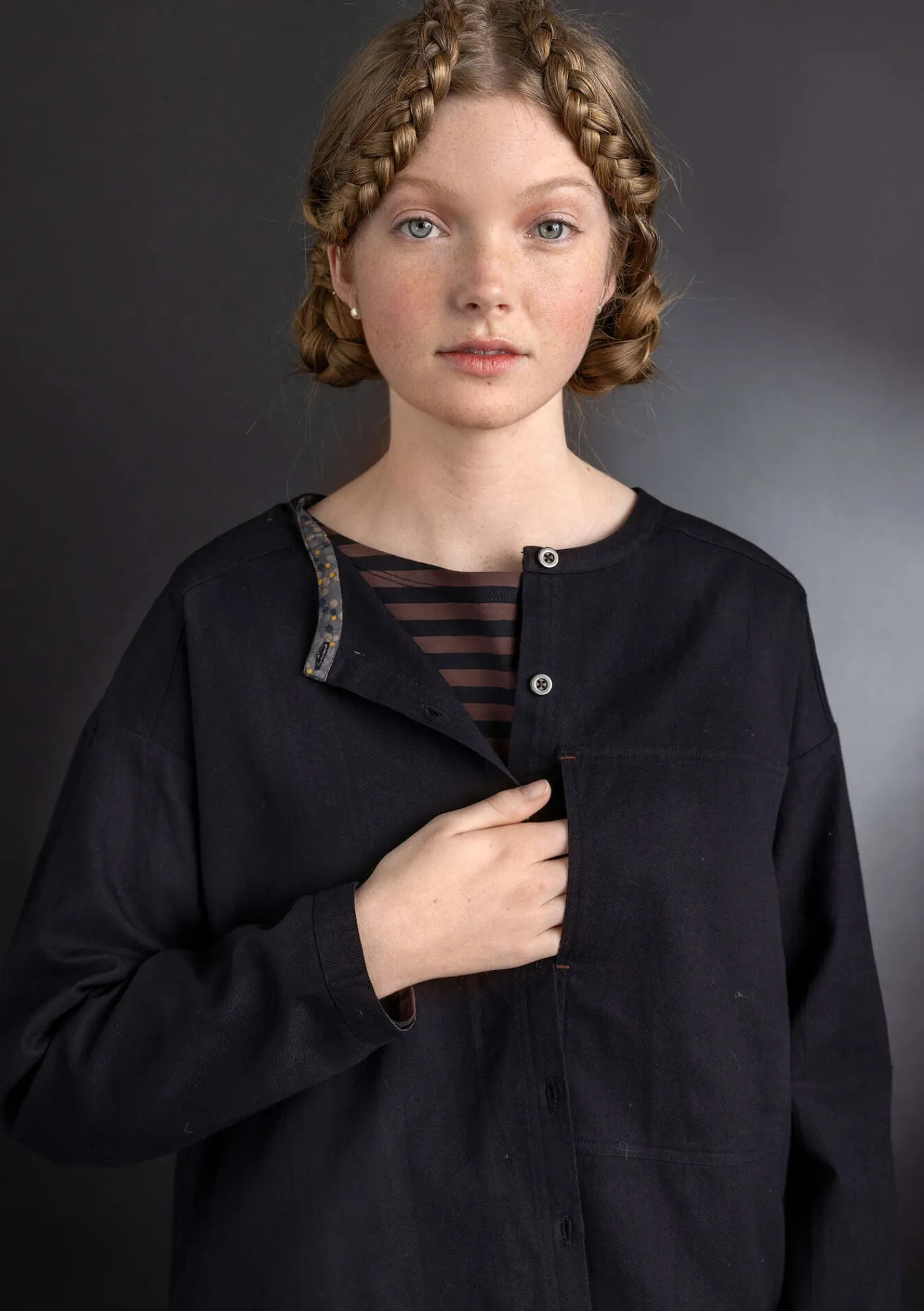 Gudrun Sjödén Pullover & Shirts>Twillbluse aus Bio-Baumwolle Schwarz