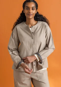 Gudrun Sjödén Pullover & Shirts>Twillbluse aus Bio-Baumwolle Taupe
