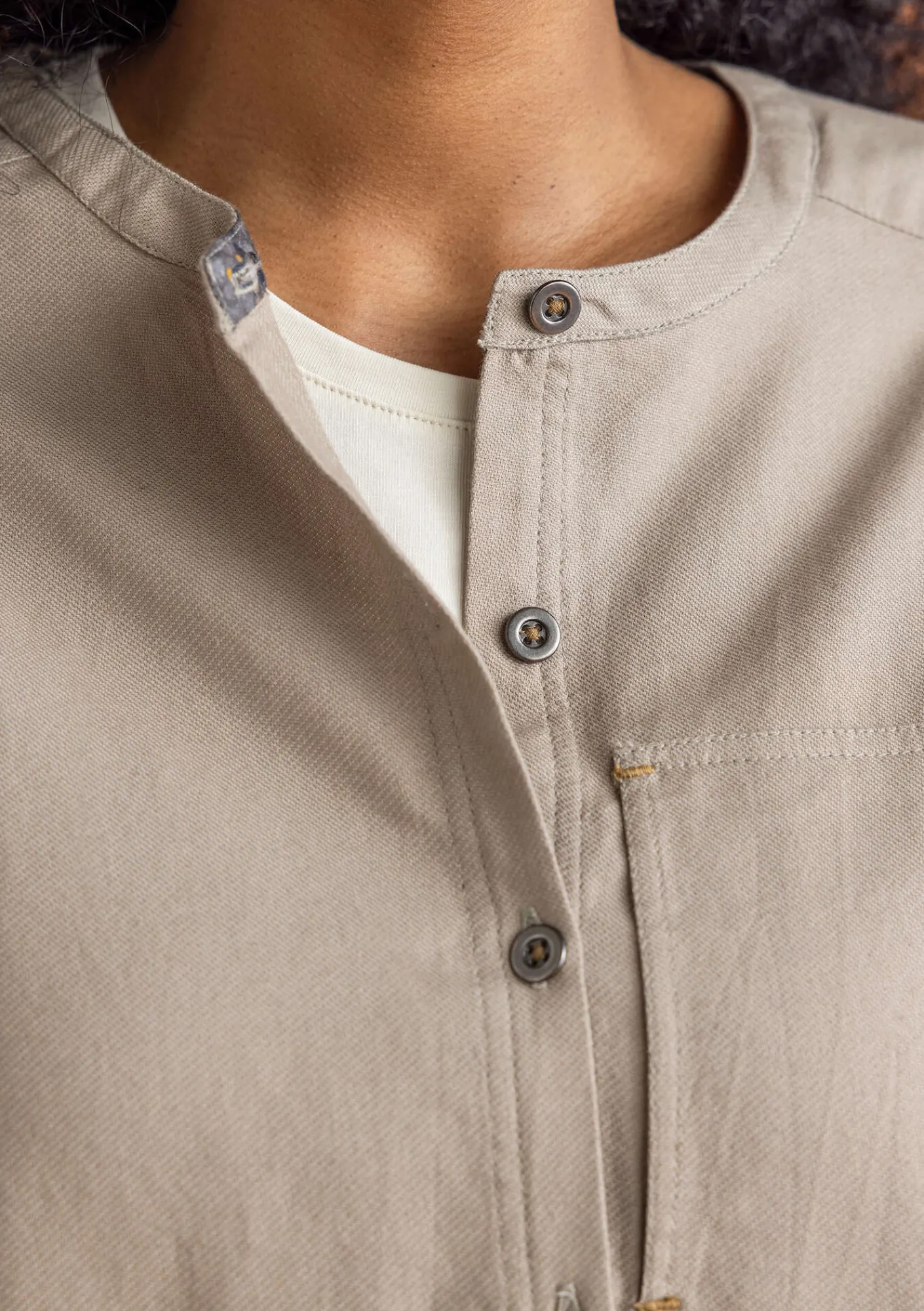 Gudrun Sjödén Pullover & Shirts>Twillbluse aus Bio-Baumwolle Taupe